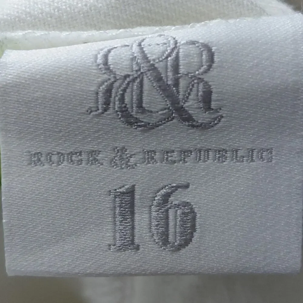 Rock & Republic Carnivale White Colorblock Straight Jeans Women Size 16